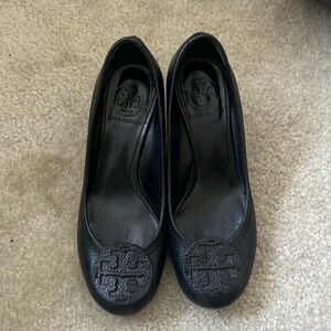 Tory Burch Black Leather Wedge
